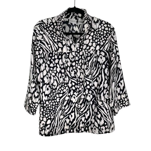 Zenergy Chicos Lightweight Jacket Women Sz 2 Large Full Zip 3/4 Sleeves Pockets - Picture 1 of 9